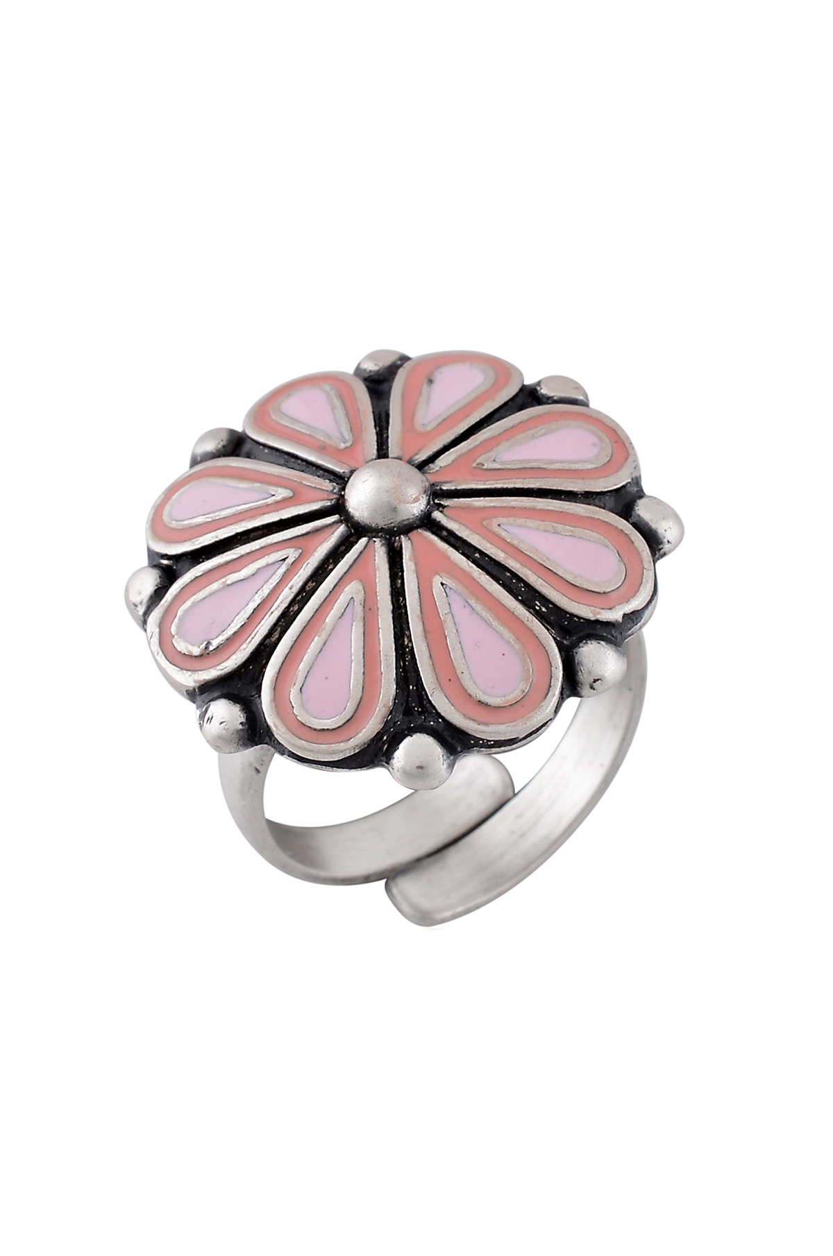 Pink Enamel Chandrika Flower Ring
