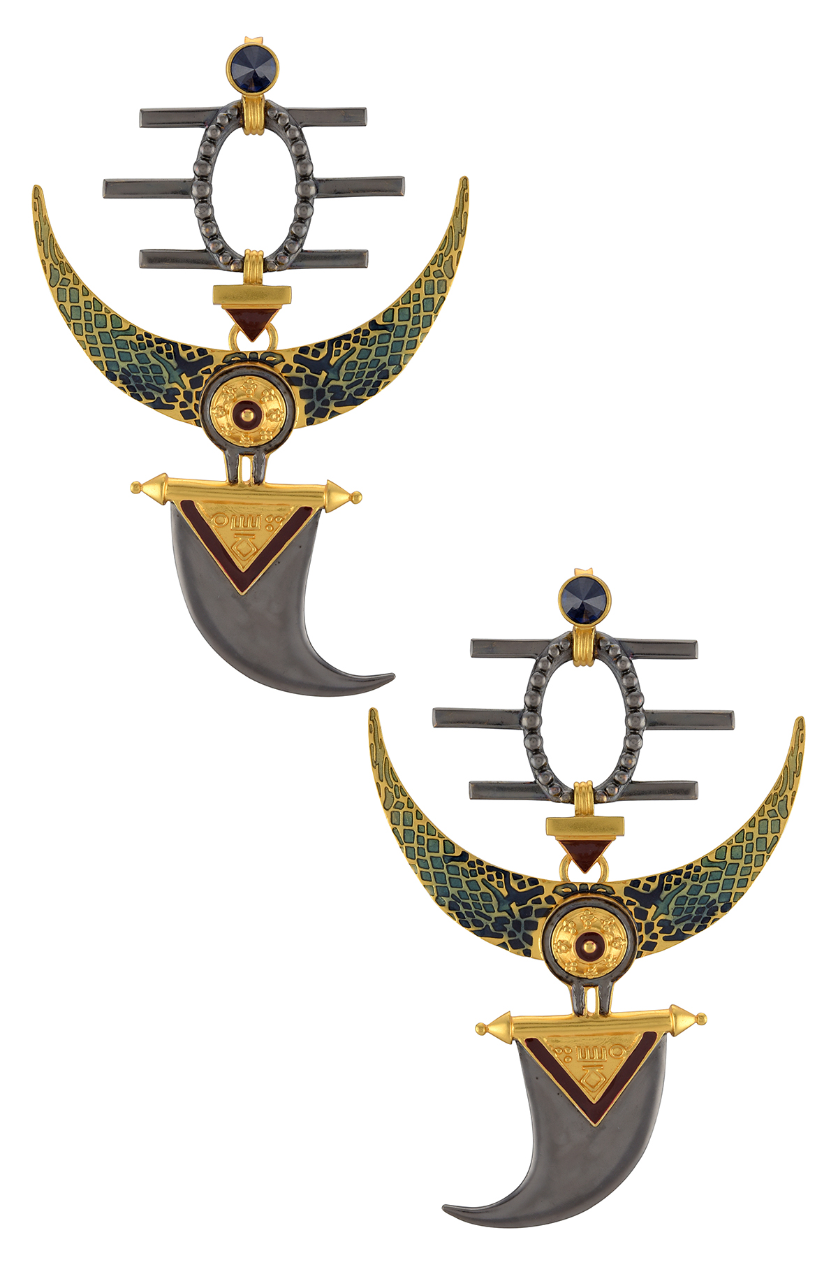 Third Eye Crescent Dagger Shiva Statement Earrings