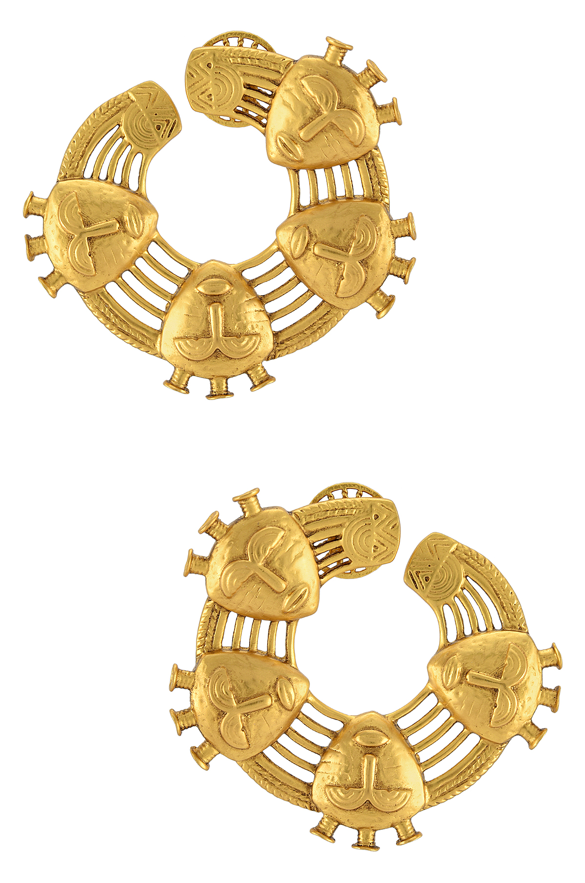 Masaba Gold Plated Circle of Mask Earrings