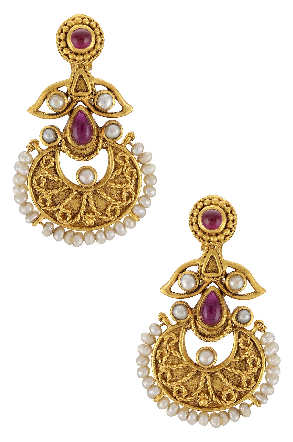 Silver Gold Plated Pearl Glass Flower Earrings