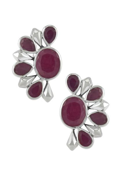Silver Gold Plated Pink White Glass Flower Jhumki