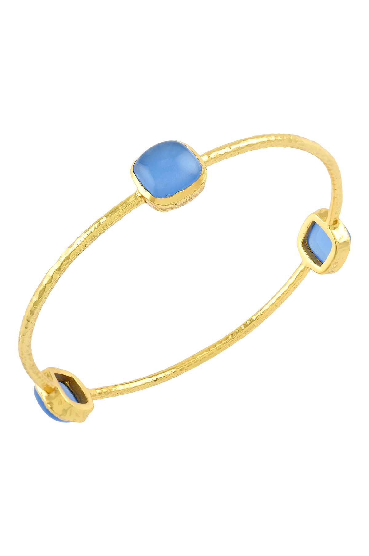 Gold Plated Triple Oval Blue Onyx Bangle