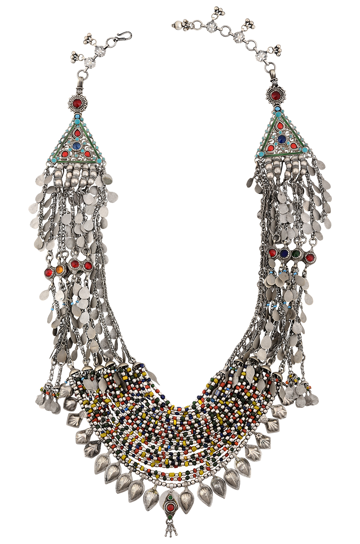 Color Wide Beaded & Metal Necklace main image 0