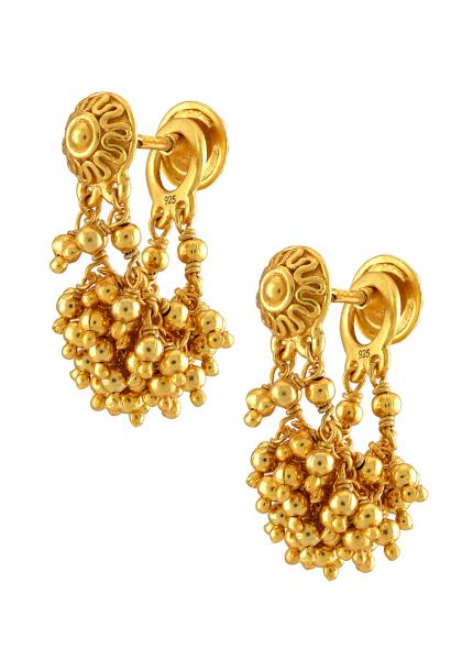 Etnico Gold Plated Bahubali Kundan & Pearl Chain Jhumki Earring for Wo