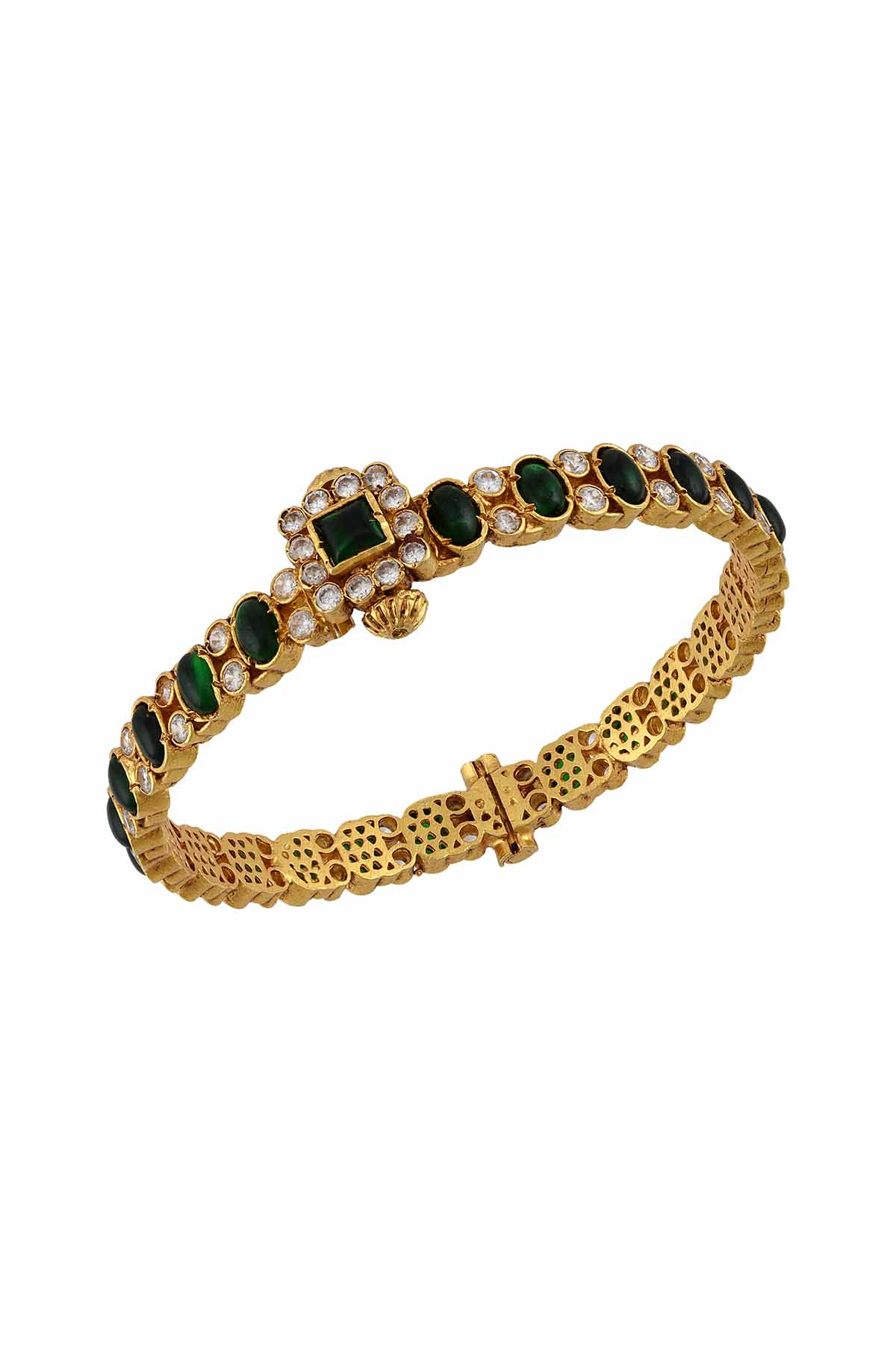 silver kada with gold plated